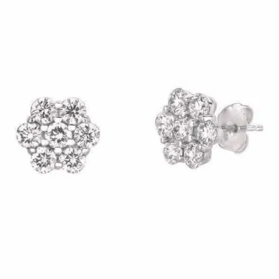Pre-owned Morris 0.50 Carat Natural Diamond Flower Earrings Si 14k White Gold