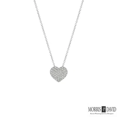 Pre-owned Morris 0.50 Carat Natural Diamond Heart Necklace Pendant 14k White Gold Si 18''