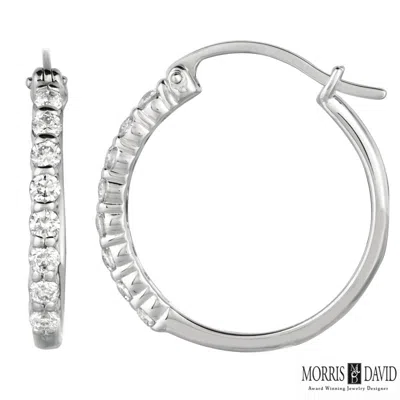Pre-owned Morris 0.50 Carat Natural Diamond Hoop Earrings Si Set In 14k White Gold