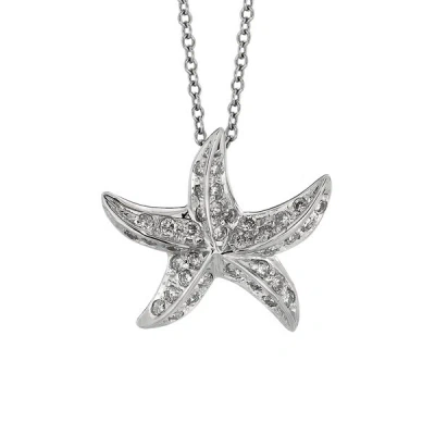 Pre-owned Morris 0.50 Carat Natural Diamond Starfish Necklace Pendant 14k White Gold 18'' Chain