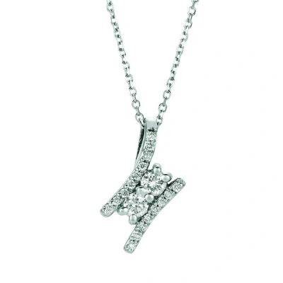 Pre-owned Morris 0.50 Carat Natural Diamond Two Stone Style Necklace 14k White Gold Si