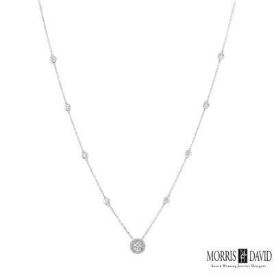 Pre-owned Morris 0.50 Carat Natural Diamond Yard Necklace 14k White Gold Si 18 Inches