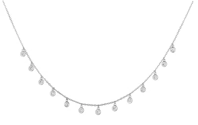 Pre-owned Morris 0.50 Ct Natural Diamond Drop Necklace Si 18'' 14k White Gold