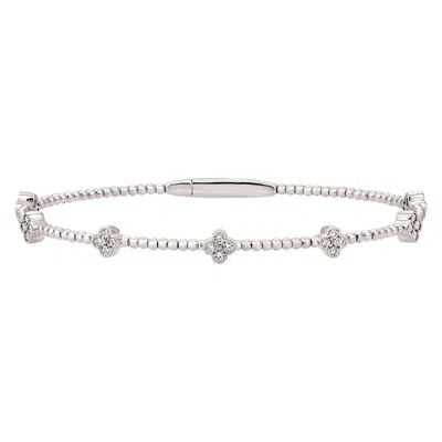 Pre-owned Morris 0.53 Carat Natural Diamond Flexible Clover Bracelet Si 14k White Gold 7''