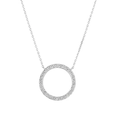 Pre-owned Morris 0.55 Carat Natural Diamond Circle Necklace 14k White Gold Si 18''