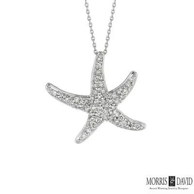 Pre-owned Morris 0.55 Carat Natural Diamond Starfish Necklace Pendant 14k White Gold 18'' Chain