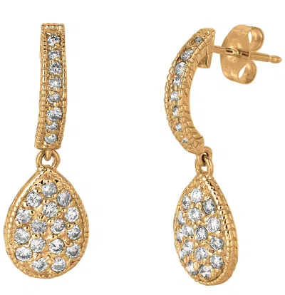 Pre-owned Morris 0.60 Carat Natural Diamond Pear Shape Drop Earrings Si 14k Yellow Gold