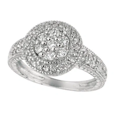 Pre-owned Morris 0.60 Carat Natural Diamond Round Ring Pave Band Si 14k White Gold