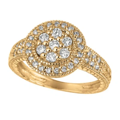 Pre-owned Morris 0.60 Carat Natural Diamond Round Ring Pave Band Si 14k Yellow Gold