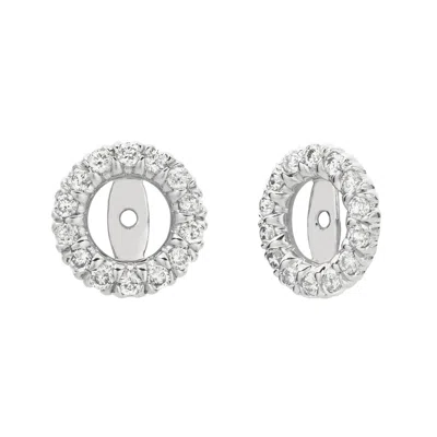 Pre-owned Morris 0.60 Ct Natural Diamond Jacket Earrings 14k White Gold Center 7 Mm