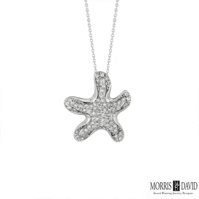 Pre-owned Morris 0.62 Carat Natural Diamond Starfish Necklace Pendant 14k White Gold 18'' Chain