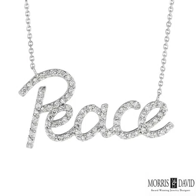 Pre-owned Morris 0.65 Carat Natural Diamond Peace Necklace Pendant 14k White Gold 18'' Chain