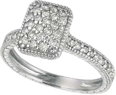 Pre-owned Morris 0.65 Carat Natural Diamond Rectangular Shape Ring Si 14k White Gold