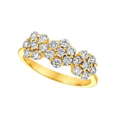 Pre-owned Morris 0.75 Carat Natural Diamond 3 Flowers Ring Si 14k Yellow Gold