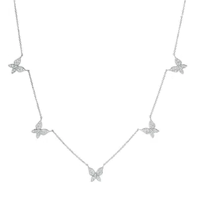 Pre-owned Morris 0.75 Carat Natural Diamond Butterfly Necklace 14k White Gold Si 18''