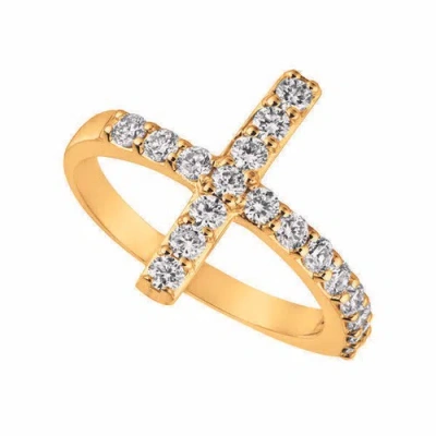 Pre-owned Morris 0.75 Carat Natural Diamond Cross Ring Si 14k Yellow Gold