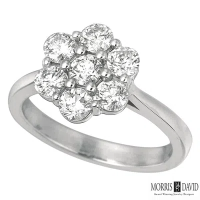 Pre-owned Morris 0.75 Carat Natural Diamond Flower Ring Si 14k White Gold 11 Points Each