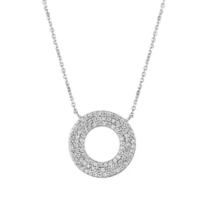 Pre-owned Morris 0.80 Carat Natural Diamond Circle Necklace 14k White Gold Si 18''