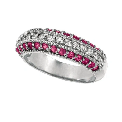 Pre-owned Morris 0.95 Carat Natural Pink Sapphire & Diamond Fashion Ring Band 14k White Gold
