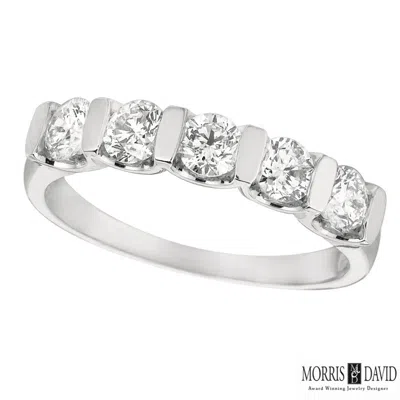 Pre-owned Morris 1.00 Carat 5 Stone Natural Diamond Ring Band Si 14k White Gold