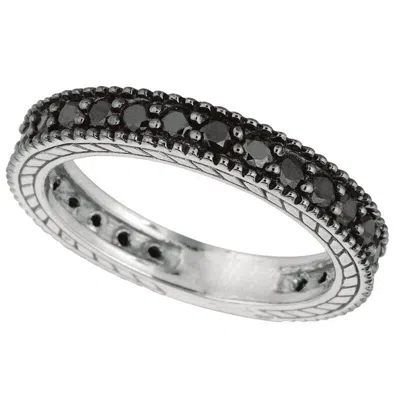 Pre-owned Morris 1.00 Carat Black Diamond Eternity Ring Band 14k White Gold
