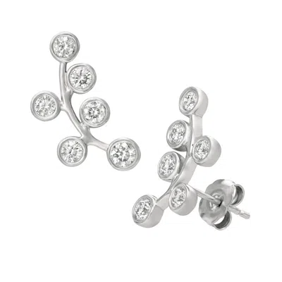Pre-owned Morris 1.00 Carat Natural Diamond Bezel Earrings Si 14k White Gold