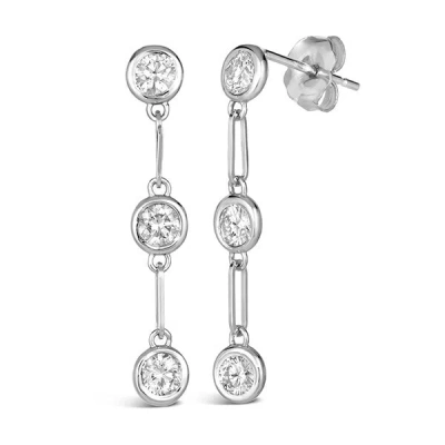 Pre-owned Morris 1.00 Carat Natural Diamond Bezel Paper Clip Earrings Si 14k White Gold