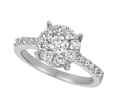 Pre-owned Morris 1.00 Carat Natural Diamond Cluster Engagement Ring Si 14k White Gold
