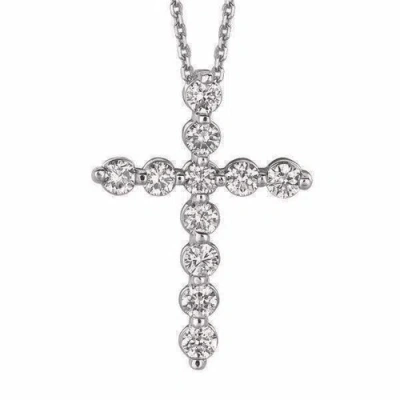 Pre-owned Morris 1.00 Carat Natural Diamond Cross Pendant 14k White Gold Si 18 Inches Chain