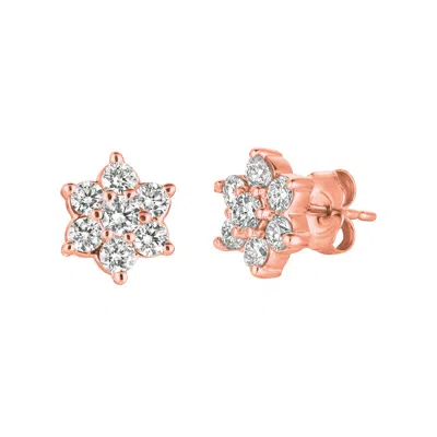 Pre-owned Morris 1.00 Carat Natural Diamond Earrings G-h Si Set In 14k Rose Gold In Pink