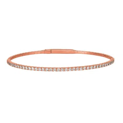 Pre-owned Morris 1.00 Carat Natural Diamond Flexible Bracelet G-h Si 14k Rose Gold 7''