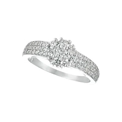Pre-owned Morris 1.00 Carat Natural Diamond Flower Cluster Ring G-h Si 14k White Gold