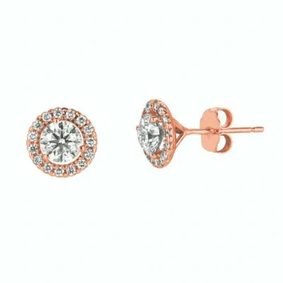 Pre-owned Morris 1.00 Carat Natural Diamond Halo Earrings Si 14k Rose Gold