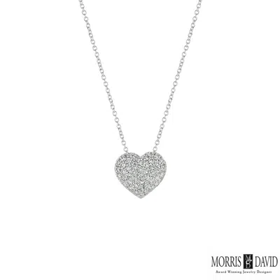 Pre-owned Morris 1.00 Carat Natural Diamond Heart Necklace Pendant 14k White Gold Si 18''