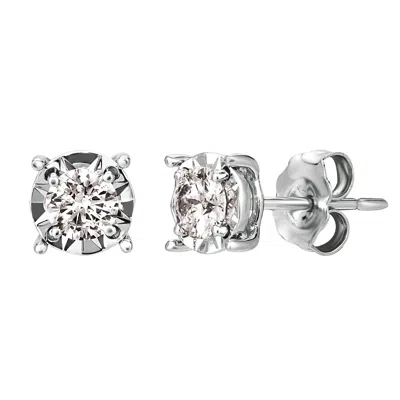 Pre-owned Morris 1.00 Carat Natural Diamond Illusion Set Stud Earrings Si 14k White Gold