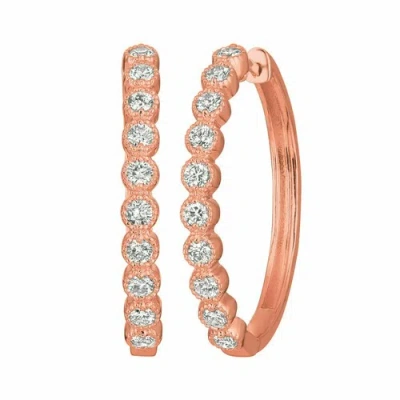 Pre-owned Morris 1.00 Carat Natural Diamond Oval Hoop Earrings Si 14k Rose Gold