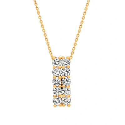 Pre-owned Morris 1.00 Carat Natural Diamond Two Rows Necklace 14k Yellow Gold G-h Si 18''