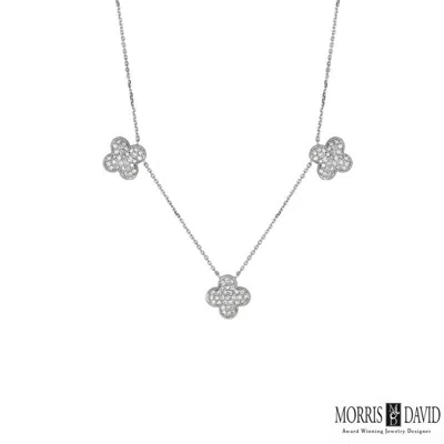 Pre-owned Morris 1.01 Carat Natural Diamond Floral Necklace 14k White Gold Si 18 Inches