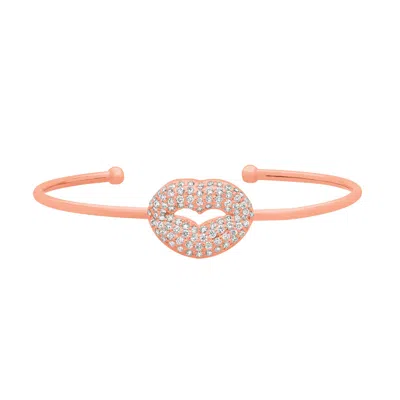 Pre-owned Morris 1.05 Carat Natural Diamond Lip Bangle Bracelet G-h Si 14k Rose Gold In Pink