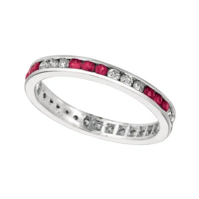Pre-owned Morris 1.05 Carat Natural Ruby & Diamond Eternity Ring Band 14k White Gold In Red