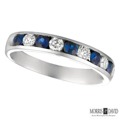 Pre-owned Morris 1.10 Carat Natural Sapphire & Diamond Ring 14k White Gold