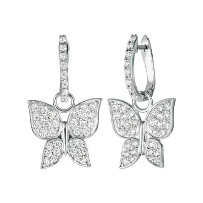 Pre-owned Morris 1.25 Carat Natural Diamond Butterfly Earrings Si 14k White Gold
