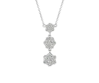 Pre-owned Morris 1.25 Carat Natural Diamond Flower Drop Necklace 14k White Gold Si 18''