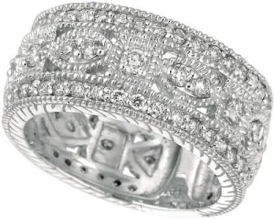 Pre-owned Morris 1.40 Carat Natural Diamond Eternity Byzantine Band Ring Si 14k White Gold
