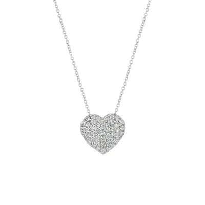Pre-owned Morris 1.50 Carat Natural Diamond Heart Necklace Pendant 14k White Gold Si 18''
