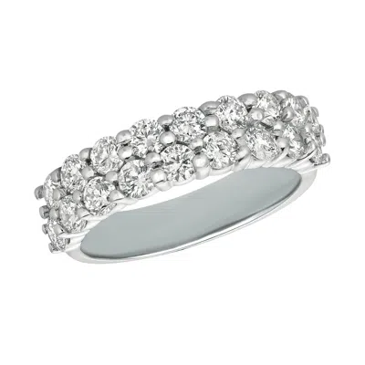 Pre-owned Morris 1.50 Carat Natural Diamond Two Rows Ring Band Si 14k White Gold