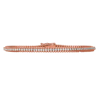Pre-owned Morris 1.50 Ct Natural Diamond Soft Tennis Bracelet Si In 14k Rose Gold 110 Stones