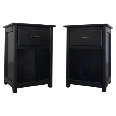 Pre-owned Morris 1970s Ebonized Oak Craftsman Nightstands, A Pair In Brown