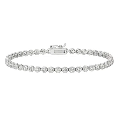 Pre-owned Morris 2.00 Carat Natural Diamond Bezel Bracelet Si 14k White Gold 7 Inches
