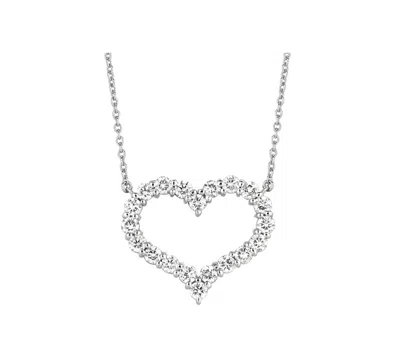 Pre-owned Morris 2.00 Carat Natural Diamond Heart Necklace 14k White Gold Si 18'' Chain